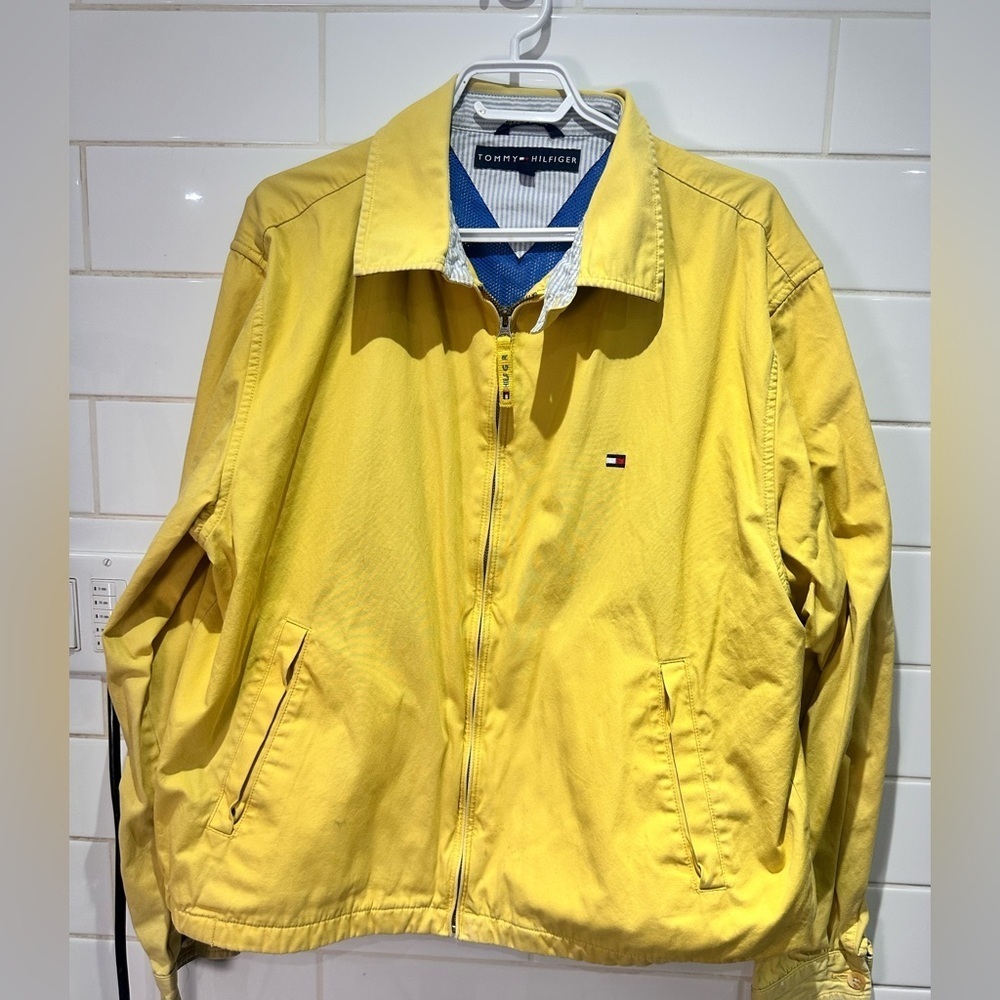 90’s Tommy Hilfiger Men’s Cotton Harrington Jacket Yellow 100% Cotton Lightweigh